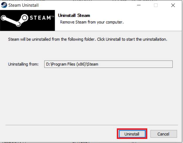 Steam uninstall window 2