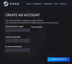 Creating Steam Account