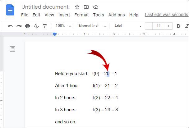 Add Superscript in Docs - 1