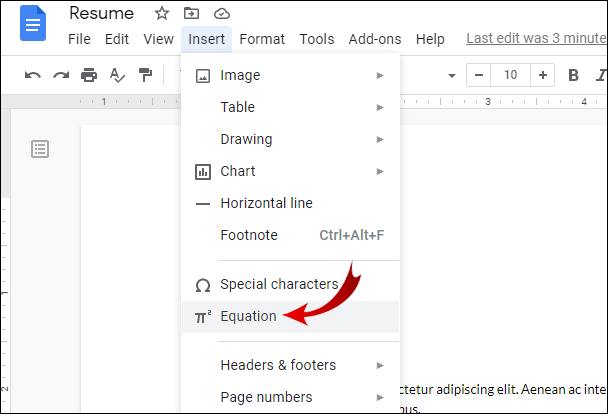 Exponents in Google Docs - 2