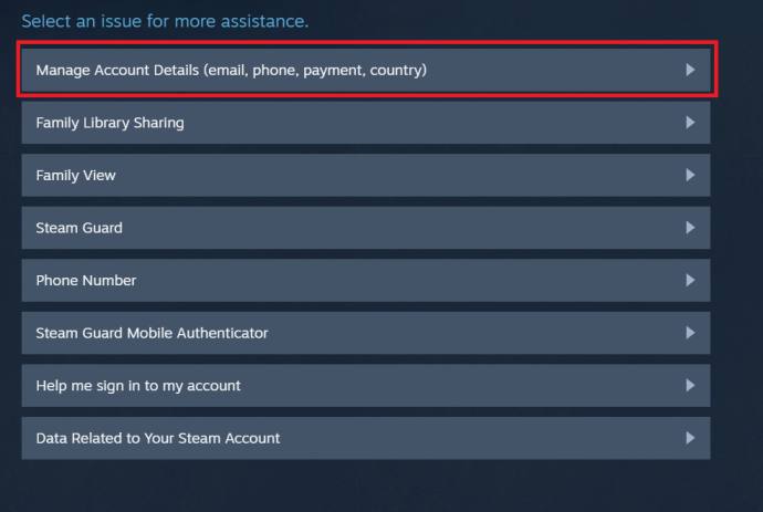 Steam Account Management page