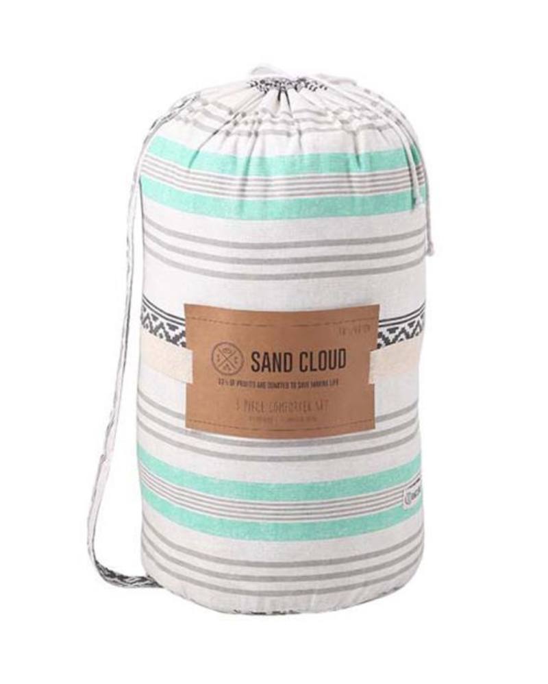 Sand Cloud - Mint Baja Striped Boho Comforter Set